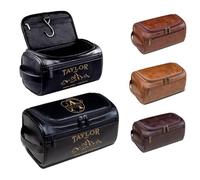 Lousrion Neceser de cuero grabado personalizado para hombres, kit de viaje personalizado con iniciales de nombre, regalo ideal para padrinos de boda, padrino de cumpleaños, Negro, Talla única, Retro