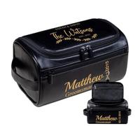 Lousrion Neceser de cuero personalizado para hombre, con nombre personalizado, inicial, bolsa de viaje para regalo para papá, marido, novio, día de San Valentín, Negro, One Size, Retro