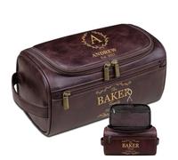 Lousrion Neceser de cuero personalizado para hombre, kit de afeitado con inicial, regalo para marido, papá, novio, día de San Valentín, cumpleaños, Café oscuro, One Size, Retro