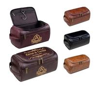 Lousrion Neceser de cuero personalizado para hombre, nombre grabado personalizado, kit de viaje Dopp regalo para marido, papá, novio, día de San Valentín, Café oscuro, One Size, Retro