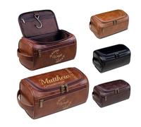 Lousrion Neceser de cuero personalizado para hombre, nombre personalizado, kit de afeitado para viaje, regalo para papá, marido, novio, día de San Valentín, cumpleaños, Marrón, One Size, Retro