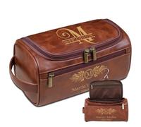 Lousrion Neceser de cuero personalizado para hombres, bolsa de afeitado personalizada para viaje, regalo para papá, marido, abuelo, Navidad, cumpleaños, aniversario, Marrón, One Size, Retro