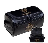 Lousrion Neceser de viaje de cuero personalizado para hombres, kit de Dopp grabado personalizado con iniciales, regalo para padrinos de boda, padrino de boda, aniversario de Navidad, Negro, Talla