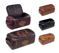 Lousrion Neceser de viaje personalizado para hombres, con inicial grabada, de piel sintética, regalo para papá, marido, hijo, Navidad, cumpleaños, día del padre, día de San Valentín, Café oscuro, One