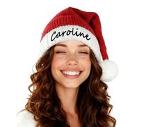 Lousrion Sombreros de Papá Noel bordados personalizados con nombre y pompón, gorro de Navidad de punto rojo para mujeres y hombres, perfecto para fiestas de vacaciones