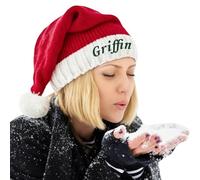 Lousrion Sombreros de Papá Noel de punto personalizado con nombre personalizado, gorro de invierno de Navidad acogedor para adultos y niños, fiesta de vacaciones, Año Nuevo