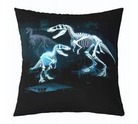 Loussiesd 1 funda de cojín cuadrada de dinosaurio, diseño de animales de la selva, funda de cojín para sofá, dormitorio, decoración de 45 x 45 cm