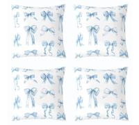 Loussiesd 4 fundas de almohada decorativas con lazo azul para sofá, cama, decoración del hogar, 40 x 40 cm