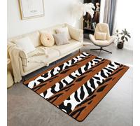 Loussiesd Alfombra de área de piel de cebra marrón, negra y blanca, 100 x 150 cm, para dormitorio, sala de estar, suave, antideslizante, decoración de piel de animales salvajes, alfombra para