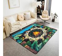 Loussiesd Alfombra para sala de estar para niños, 100 x 150 cm, alfombra decorativa para mujeres y hombres, decoración de habitación de bosque, campamento, verano, interior, alfombra antideslizante