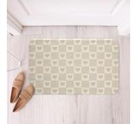 Loussiesd Alfombras de baño de microfibra con estampado de corazón a cuadros, 20 x 32 pulgadas, tapetes de baño geométricos a cuadros, antideslizantes, color beige y marrón, accesorios de baño
