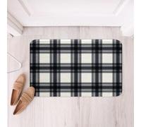 Loussiesd Alfombras de baño modernas de microfibra de 50 x 81 cm, antideslizantes, retro, con estampado a cuadros, accesorios de baño, color gris y negro, tapete suave para puerta