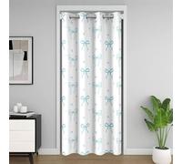 Loussiesd Bonita cortina de puerta con lazo azul, cinta de privacidad, lazo kawaii, cubierta para armario, para dormitorio, sala de estar, cortina divisora de habitación con lazo de princesa, 132 x
