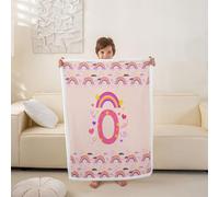 Loussiesd Bonita manta de arco iris rosa personalizada con inicial O suave forro polar Sherpa acogedora felpa cálida corazón mullida manta de felpa de amor bebé 30 x 40 pulgadas Kawaii para cama, sofá