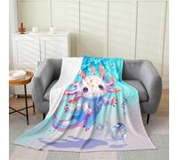 Loussiesd Bonita manta de felpa con diseño de ajolote y salamandra de dibujos animados, manta de franela para bebé, 76 x 101 cm, estilo kawaii, vida marina del océano, para todas las estaciones