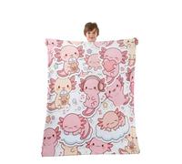 Loussiesd Bonita manta de forro polar de franela con diseño de ajolote, salamandra de dibujos animados, para bebé, 76 x 101 cm, manta de forro polar kawaii para niños, mujeres y hombres, para cama