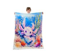 Loussiesd Bonita manta de franela con diseño de ajolote, manta de forro polar Kawaii para niños y niñas, diseño de animales de dibujos animados, manta ligera para sofá, bebé, 76 x 101 cm, para cama