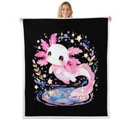 Loussiesd Bonita manta Sherpa con diseño de salamandra de ajolote, 76 x 101 cm, para niños, niñas, adolescentes, decoración de habitación, flores, vida oceánica, manta de microfibra suave transpirable