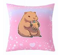 Loussiesd Capybara - 1 funda de cojín con diseño de capibara, funda de cojín kawaii para sofá, amantes de los animales, decoración de dormitorio de niños y niñas, 45 x 45 cm