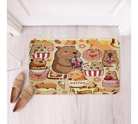 Loussiesd Capybara - Tapetes de baño de microfibra de 16 x 24 pulgadas, tapetes de baño antideslizantes de animales salvajes, accesorios de baño, donas, felpudos suaves