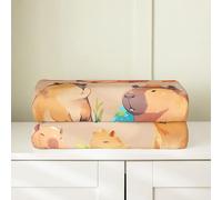 Loussiesd Cobija de forro polar de franela de dibujos animados Capybara, doble de 60 x 79 pulgadas, manta de forro polar de verano kawaii para niños, mujeres y hombres, para cama, sofá, silla, sala de