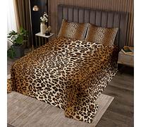 Loussiesd Colcha acolchada con estampado de leopardo, diseño de guepardo para niñas y mujeres, diseño de animales salvajes, decoración de estilo salvaje, colcha doble doble