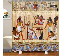 Loussiesd Cortina de ducha tribal de Egipto para niños, cortina de ducha de tela de Egipto para niños, cortina de baño de estilo egipcio, resistente al agua, cortinas de 180 x 180 cm