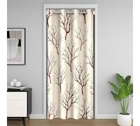 Loussiesd Cortina de privacidad con ramas de árbol, color beige y marrón, 150 x 203 cm, decoración botánica para dormitorio, sala de estar, ventana de hojas