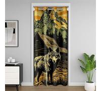 Loussiesd Cortina de privacidad para puerta de lobo, lobos, aullidos, 106 x 203 cm, animal, rústico, cabaña, campo, dormitorio, decoración, naturaleza, vida silvestre, oso
