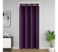 Loussiesd Cortina de puerta a rayas para puerta o ventana, 132 x 203 cm, color morado oscuro, geométrico, aislamiento térmico, separador temporal, moderno, a rayas, arte abstracto, dormitorio, sala de
