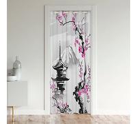 Loussiesd Cortina de puerta japonesa 86 x 203 cm para puerta privacidad Japón Fuji Berg Armario cortina para puerta interior separador de habitaciones, sala de estar, Sakura Floral Aislada, cortina