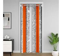 Loussiesd Cortina de puerta naranja y blanca con rayas para dormitorio, sala de estar, cortina divisora de habitación con purpurina, 106 x 203 cm, oscurecimiento geométrico, opaca, arte moderno a
