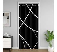 Loussiesd Cortina de puerta negra y blanca con diseño geométrico, moderno, para dormitorio, sala de estar, arte abstracto neutro, cortina divisora de habitación, 132 x 203 cm, opaca, decoración del