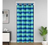 Loussiesd Cortina de rayas para puerta y ventana, 106 x 203 cm, con aislamiento térmico, separadores temporales, color azul lago, cubierta de armario, moderno, arte a rayas, dormitorio, sala de estar