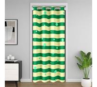 Loussiesd Cortina de rayas para puerta y ventana, 132 x 213 cm, con aislamiento térmico, separadores temporales de habitación, color verde y amarillo, cubierta de armario, moderno, arte a rayas