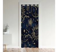 Loussiesd Cortina para puerta de armario de estilo bohemio con sol y luna, para dormitorio, sala de estar, para niños y niñas, tratamientos de ventana bohemia, galaxia, astrología, dormitorio dorado
