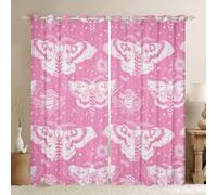 Loussiesd Cortinas con diseño de polilla de la muerte para dormitorio, sala de estar, temática de Halloween, 30%-50% opacas, cortinas bohemias para oscurecer la habitación, tratamiento de ventana