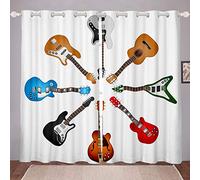 Loussiesd Cortinas de Guitarra Conde música Rock,r,Guitarra eléctrica Impresa, Ventanas, Cortinas Musicales,de habitación, 66 x 90