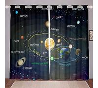 Loussiesd Cortinas de Sistema Solar para niños, niños, Espacio Exterior temático,Universo, Planetas, Cortina de Ventana, astronómico Cortinas W46 x L54, 2 Paneles