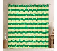 Loussiesd Cortinas opacas a rayas del 30% al 50% de los puntos para oscurecer el dormitorio, la sala de estar, color verde y amarillo, con aislamiento térmico, cortinas modernas de arte a rayas, 2