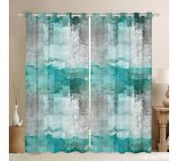 Loussiesd Cortinas opacas abstractas del 30% al 50% geométrico, color verde azulado degradado, cortinas de oscurecimiento para dormitorio, sala de estar, arte abstracto moderno, aislamiento térmico