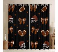 Loussiesd Cortinas opacas con lazo de fútbol, 30%-50% rugby, deportes, alegrías, cortinas de oscurecimiento para dormitorio, bonito lazo con aislamiento térmico, regalo para amantes del fútbol