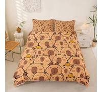 Loussiesd Divertida funda de edredón Capybaras tamaño Super King, funda de edredón para niños y niñas, juego de ropa de cama de animales kawaii, 3 piezas, decoración de habitación de animales lindos