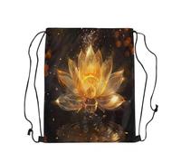 Loussiesd Divertida mochila con cordón de dinosaurio para niños, lindos animales salvajes, gimnasio, bolsa de cuerda para deportes de vida silvestre, Dorado y negro, 40x33cm