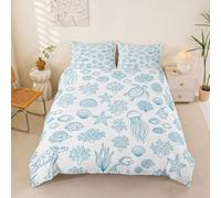 Loussiesd Funda de edredón con temática de criaturas oceánicas, tamaño Super King, peces, medusas, mar, mundo submarino, juego de ropa de cama para niños, vida marina, 3 piezas, decoración