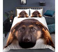 Loussiesd - Funda de edredón de Pastor alemán,de Cachorro de Raza Pura Canina inocente marrón,de recámara,2 Piezas,Funda de edredón,Individual: 1 Funda de edredón 1 Fundas de Almohada,Corbatas