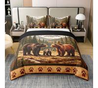 Loussiesd Funda de edredón rústica de cabaña, 100 % algodón, tamaño King, funda de edredón para niños y niñas, juego de ropa de cama de 3 piezas, decoración de habitación de vida silvestre
