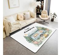 Loussiesd Happy Camping - Alfombra de área de camping de 150 x 200 cm, para niños, caravanas, sala de estar, para dormitorio, para niños, niñas, adolescentes, tienda de campaña, alfombra decorativa