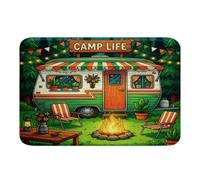 Loussiesd Happy Camping - Tapetes de baño para niños y niñas, accesorios de baño de 20 x 32 pulgadas, para caravana, camping, decoración de dormitorio, transpirable, suave, ligero, remolques de casa