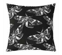 Loussiesd Juego de 1 funda de cojín con diseño de polilla de la muerte, 40 x 40 cm, con temática de Halloween, decoración de polilla, estilo gótico, para interiores y exteriores, color negro y gris